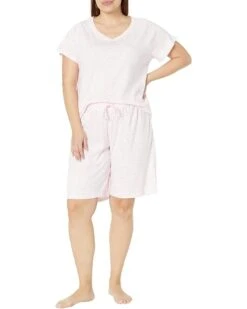 Karen Neuburger Plus Size Short Sleeve V-Neck Bermuda PJ Set