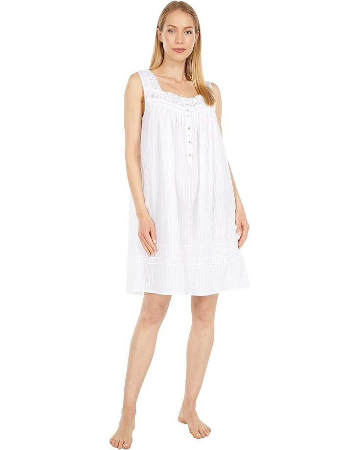Eileen West Cotton Dobby Stripe Woven Sleeveless Chemise 3 Eileen West Cotton Dobby Stripe Woven Sleeveless Chemise