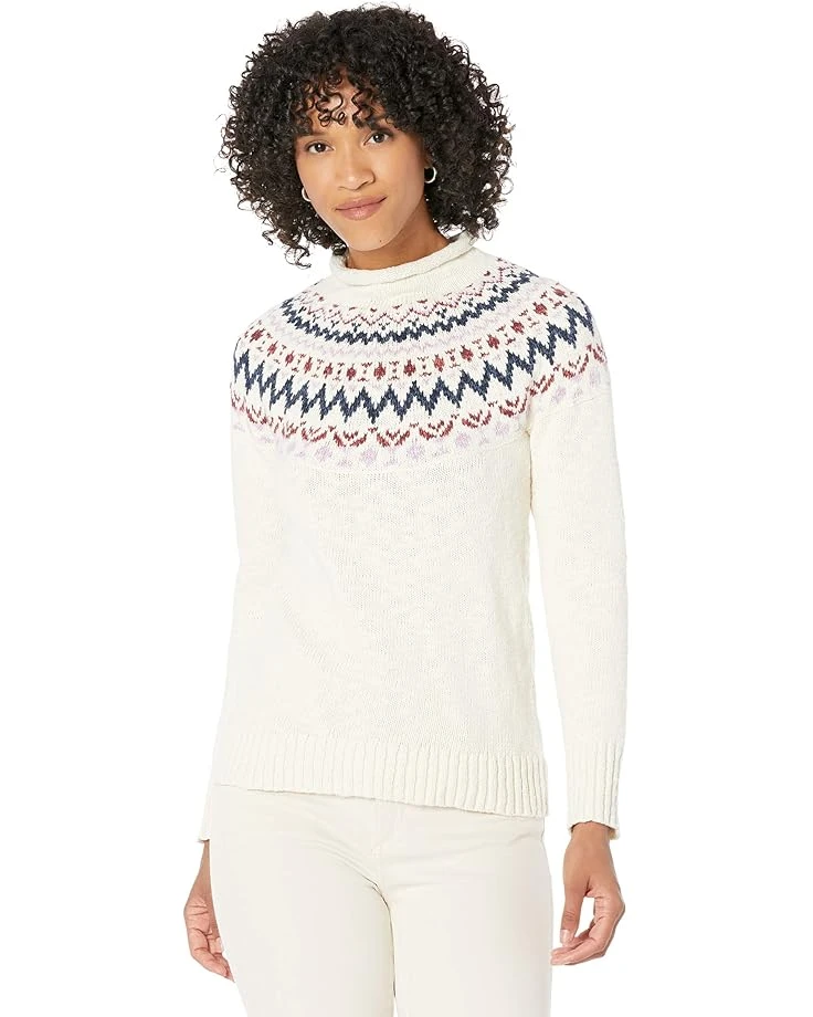 L.L.Bean Cotton Ragg Sweater Funnel Neck Pullover Fair Isle 3 L.L.Bean Cotton Ragg Sweater Funnel Neck Pullover Fair Isle