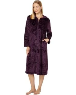 Karen Neuburger Petite Long Sleeve 47" Shawl Collar Zip Robe