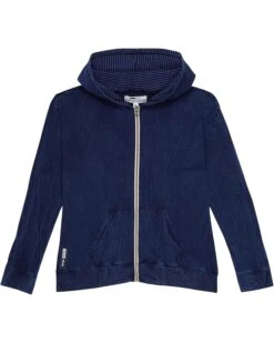 Vintage Havana Kids Denim Full Zip Stripe Hoodie (Little Kids/Big Kids)