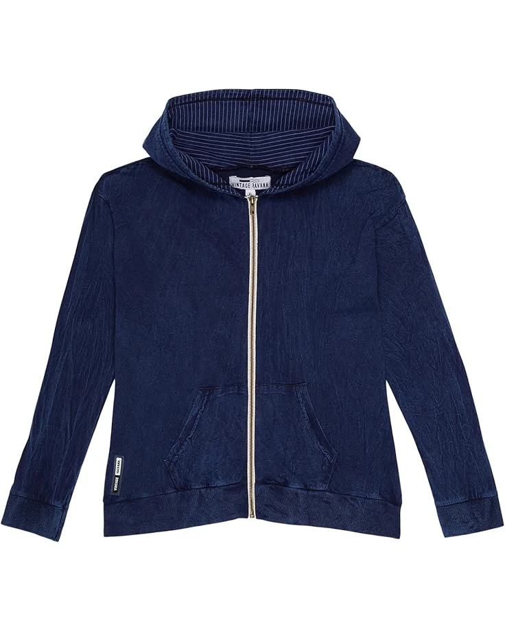 Vintage Havana Kids Denim Full Zip Stripe Hoodie (Little Kids/Big Kids) 3 Vintage Havana Kids Denim Full Zip Stripe Hoodie (Little Kids/Big Kids)