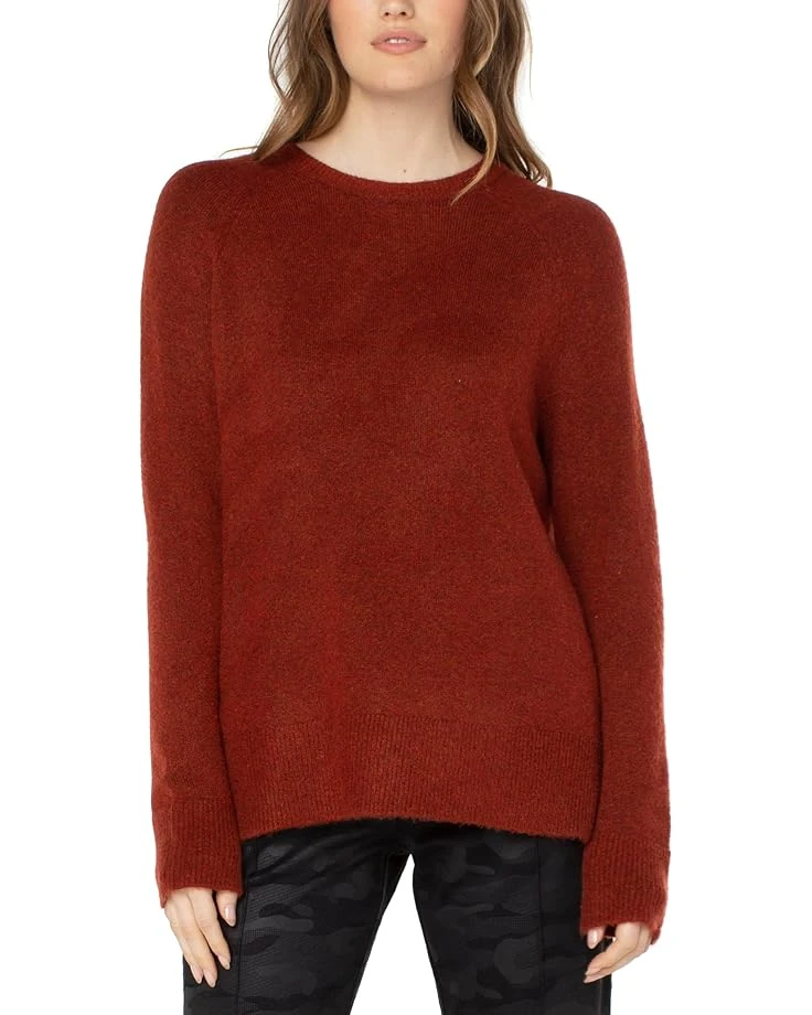 Liverpool Long Sleeve Raglan Sweater W/ Side Slit 3 Liverpool Long Sleeve Raglan Sweater W/ Side Slit