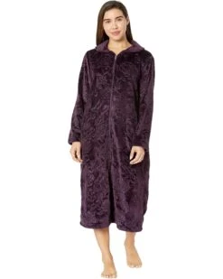 Karen Neuburger Long Sleeve 47" Shawl Collar Zip Robe