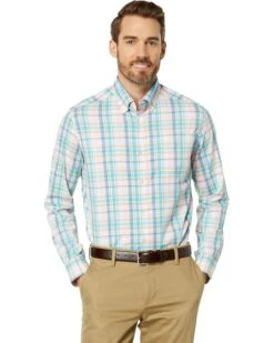 Southern Tide Long Sleeve Coastal Passage Sky Valley Plaid Sport Shirt