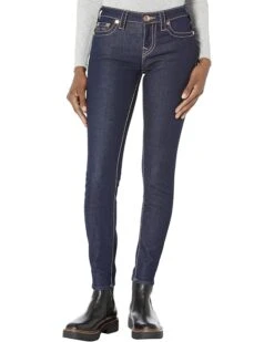 True Religion Lurex Jennie Mid-Rise Super Skinny Big T In Rinse