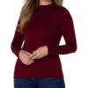 Liverpool Mock Neck Rolled Hem Long Sleeve Sweater