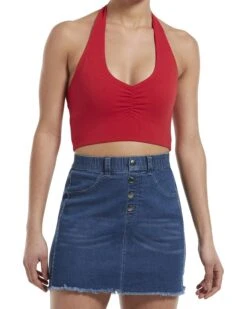 HUE Women's Blackout Cotton Midriff Bandeau Tube Halter Top, Assorted