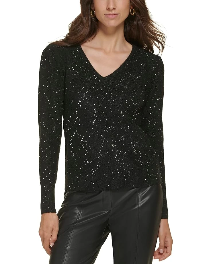 Karl Lagerfeld Paris Sparkle V-Neck Sweater 3 Karl Lagerfeld Paris Sparkle V-Neck Sweater