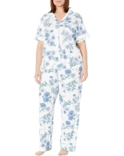 Karen Neuburger Plus Size Spring Dreamer Girlfriend Short Sleeve Long PJ Set