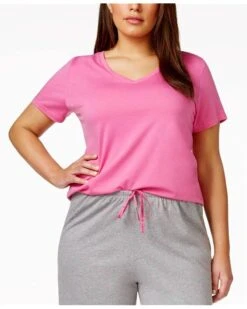 HUE Plus Size Short Sleeve V-Neck Sleep Tee