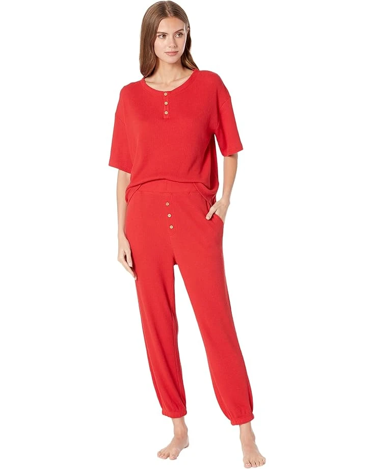 Eberjey Cozy Waffle - Henley Short Sleeve Long PJ Set 3 Eberjey Cozy Waffle - Henley Short Sleeve Long PJ Set