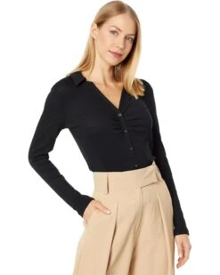 Madewell Red Bull Ruched Polo Cardigan