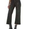 Paige Anessa Exposed Button Fly In Black Fog Luxe Coating