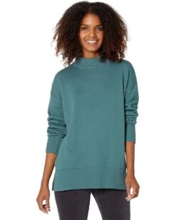 Elliott Lauren Cotton Cashmere Mock Neck Sweater With Side Pockets