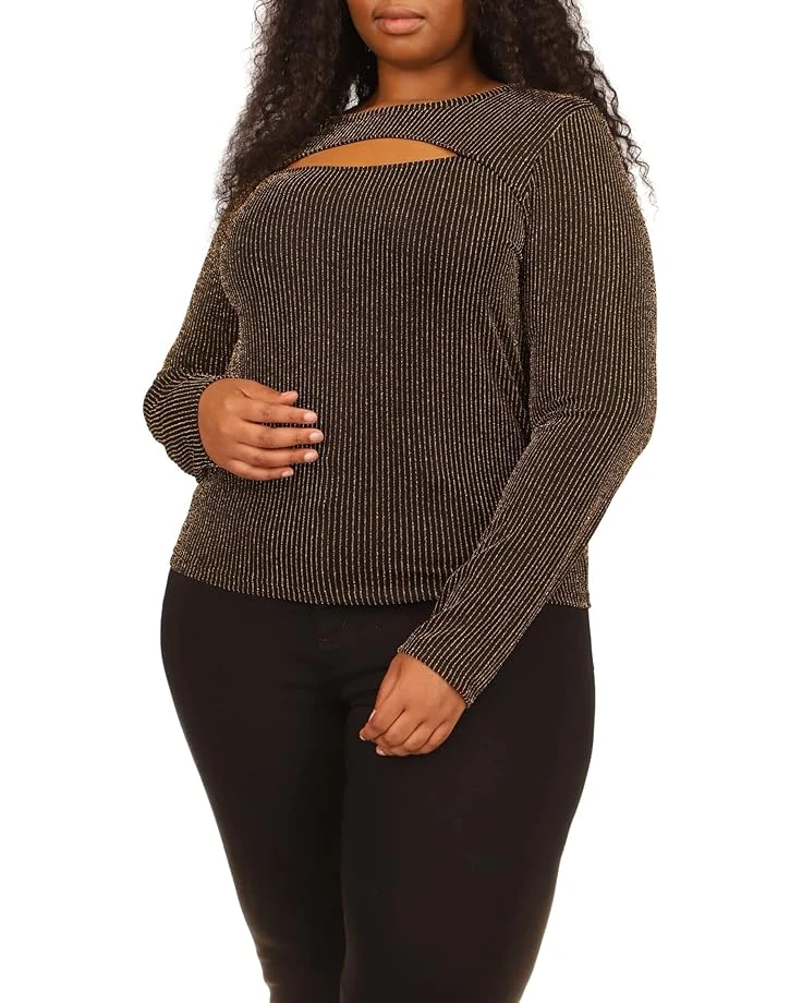 MICHAEL Michael Kors Plus Size Sparkle Cutout Long Sleeve Top 3 MICHAEL Michael Kors Plus Size Sparkle Cutout Long Sleeve Top