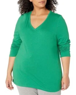 HUE Women's Long Sleeve V-Neck Sleep Tee