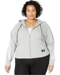 Adidas Plus Size Fleece 3-Stripes Full Zip Hoodie