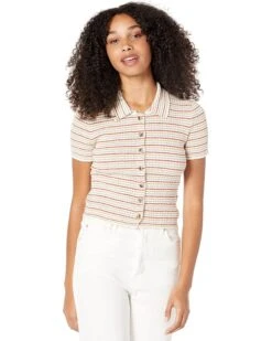 Madewell Barbrook Button-Front Sweater Polo In Stripe