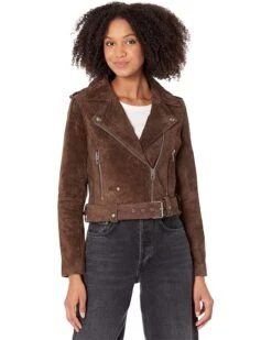 Blank NYC Real Suede Moto Jacket In Chocolate Souffle